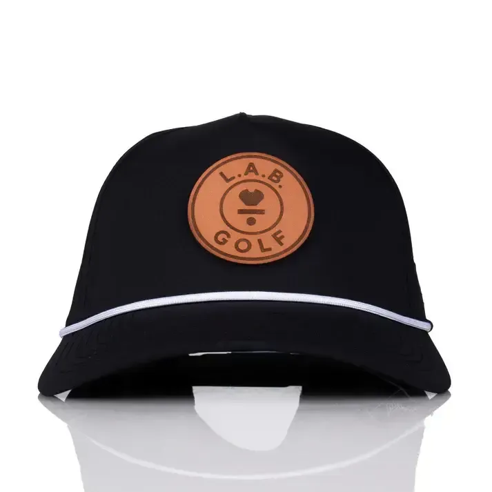 Curved_5-Panel_Rope_Hat_Leather_Patch_-_Black_Front