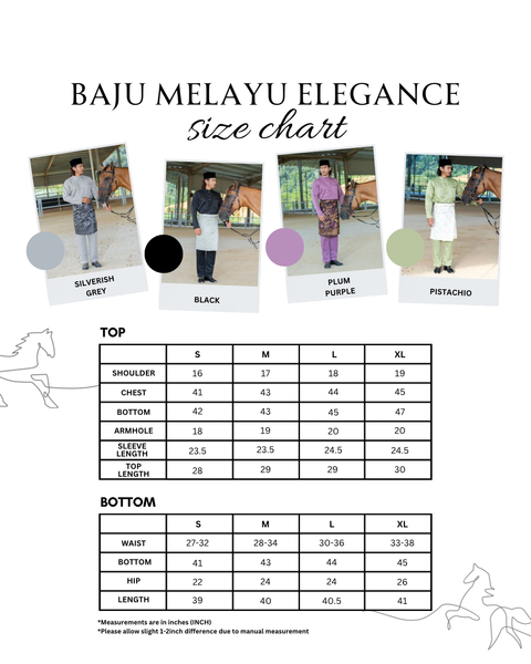 Baju Melayu Size Chart