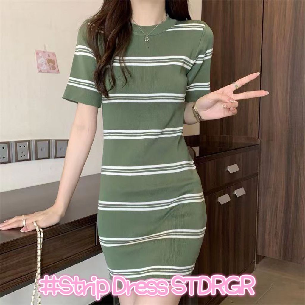 stripe dress green