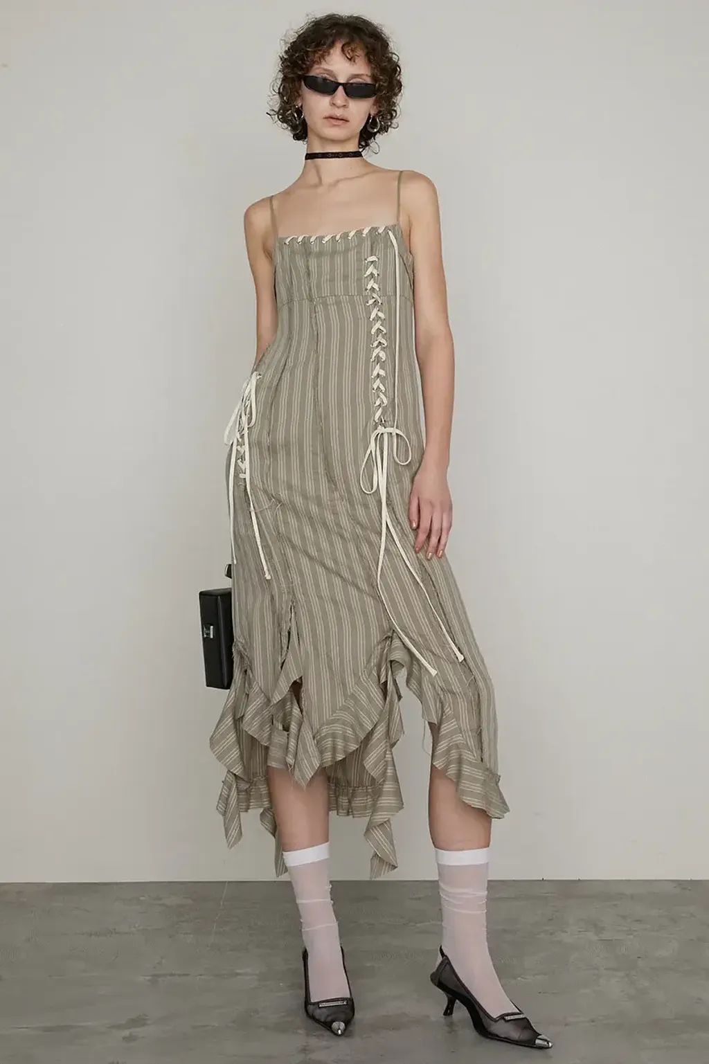 トップス PRANK PROJECT Ruffle Lace-Up Stripe Top PRANK PROJECT Ruffle Lace-Up Stripe Top