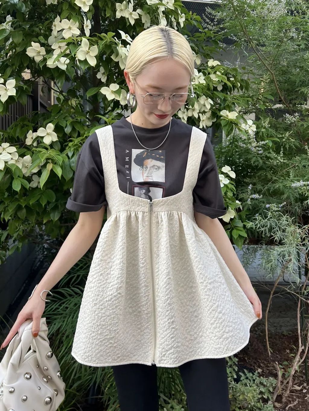 Ameri VINTAGE　FOIL PRINT BABY TUNIC TOP FOIL PRINT BABY TUNIC TOP（Tシャツ/カットソー）｜Ameri