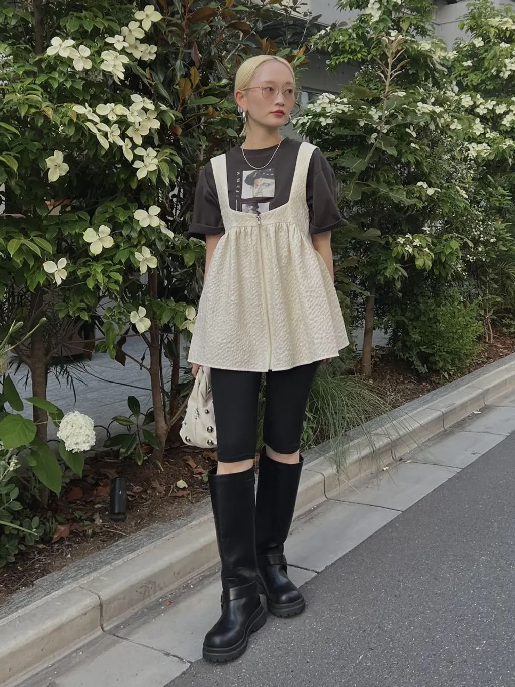 AMERI VINTAGE / FOIL PRINT BABY TUNIC TOP – OwO