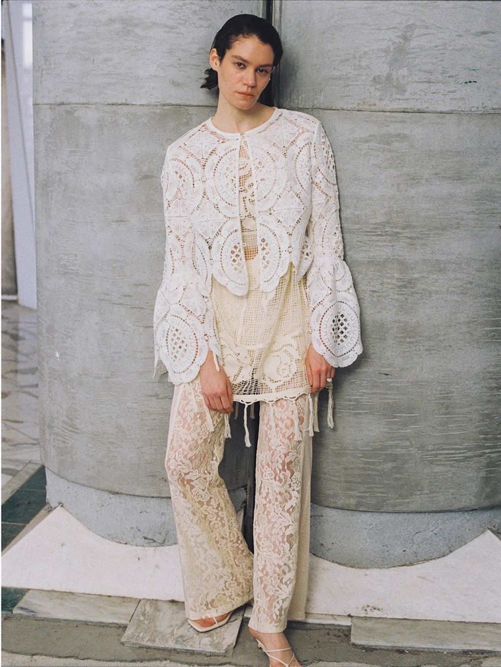 トップス Ameri MEDI LOOSE MESH FLOWER KNIT TOPS MEDI LOOSE MESH FLOWER KNIT TOPS