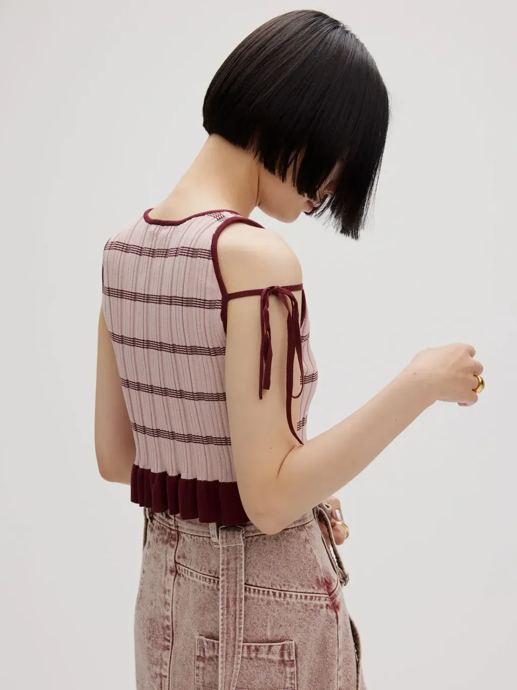 トップス MEDI PURIPURI SHORT KNIT TOP/AMERI MEDI PURIPURI SHORT KNIT TOP