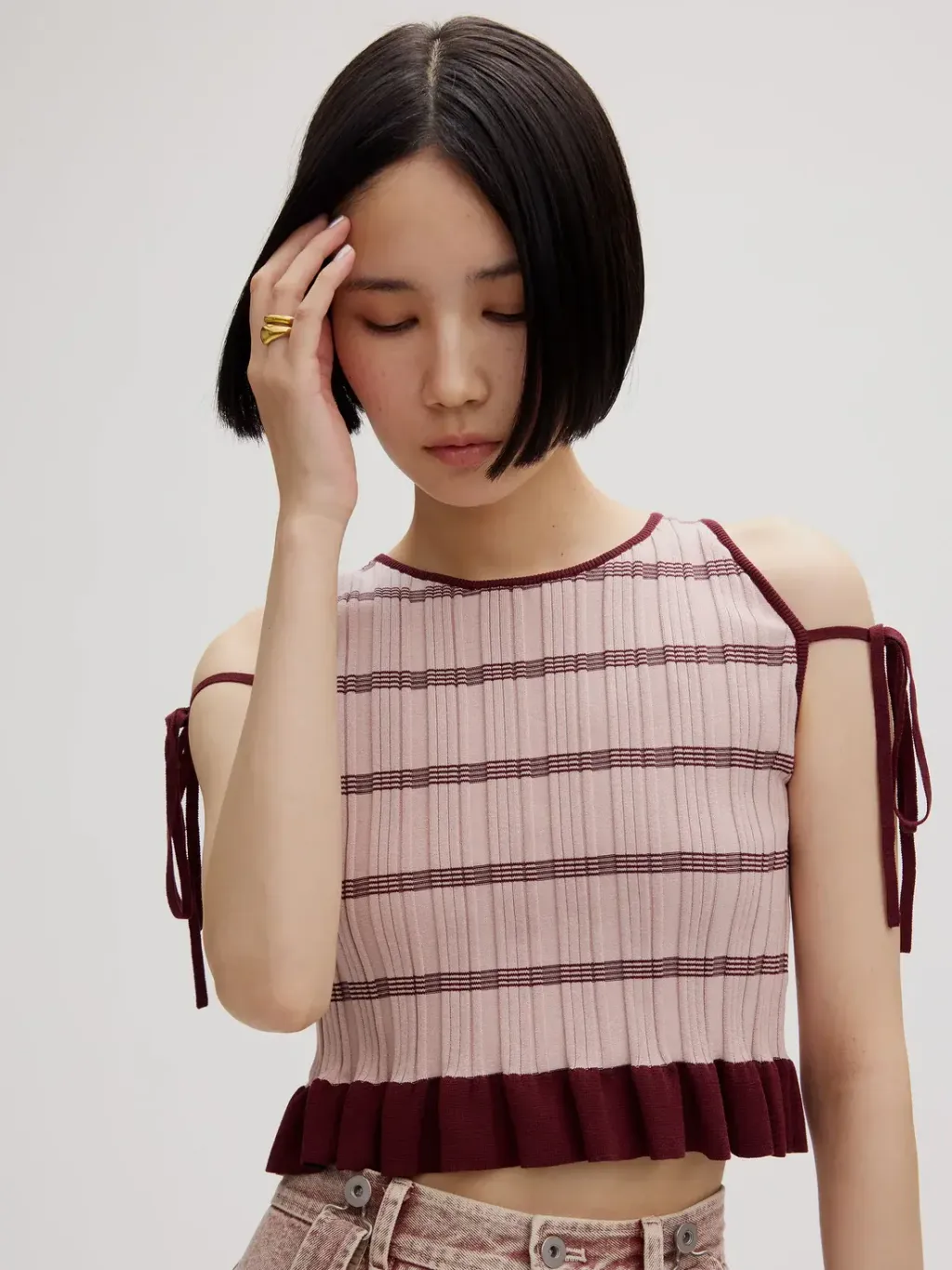 AMERI♡MEDI PURIPURI SHORT KNIT TOP MEDI PURIPURI SHORT KNIT TOP