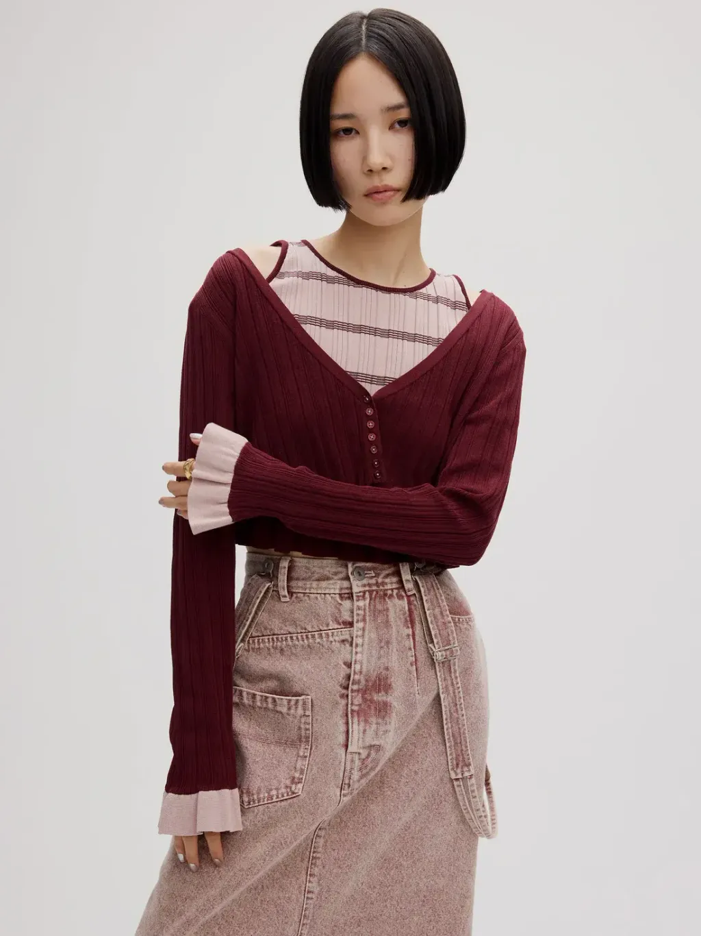 AMERI VINTAGE / MEDI PURIPURI SHORT KNIT TOP – OwO