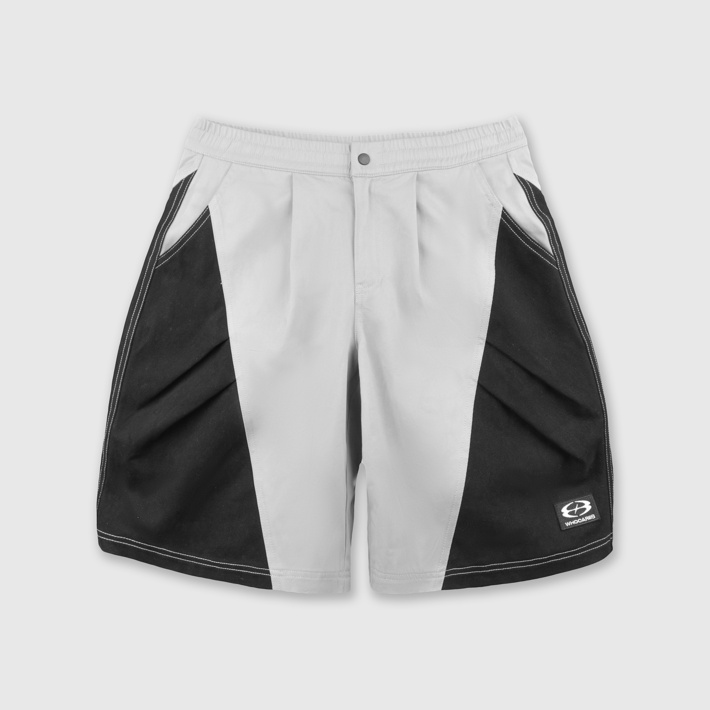 Panel Pleats Shorts (Grey) Front