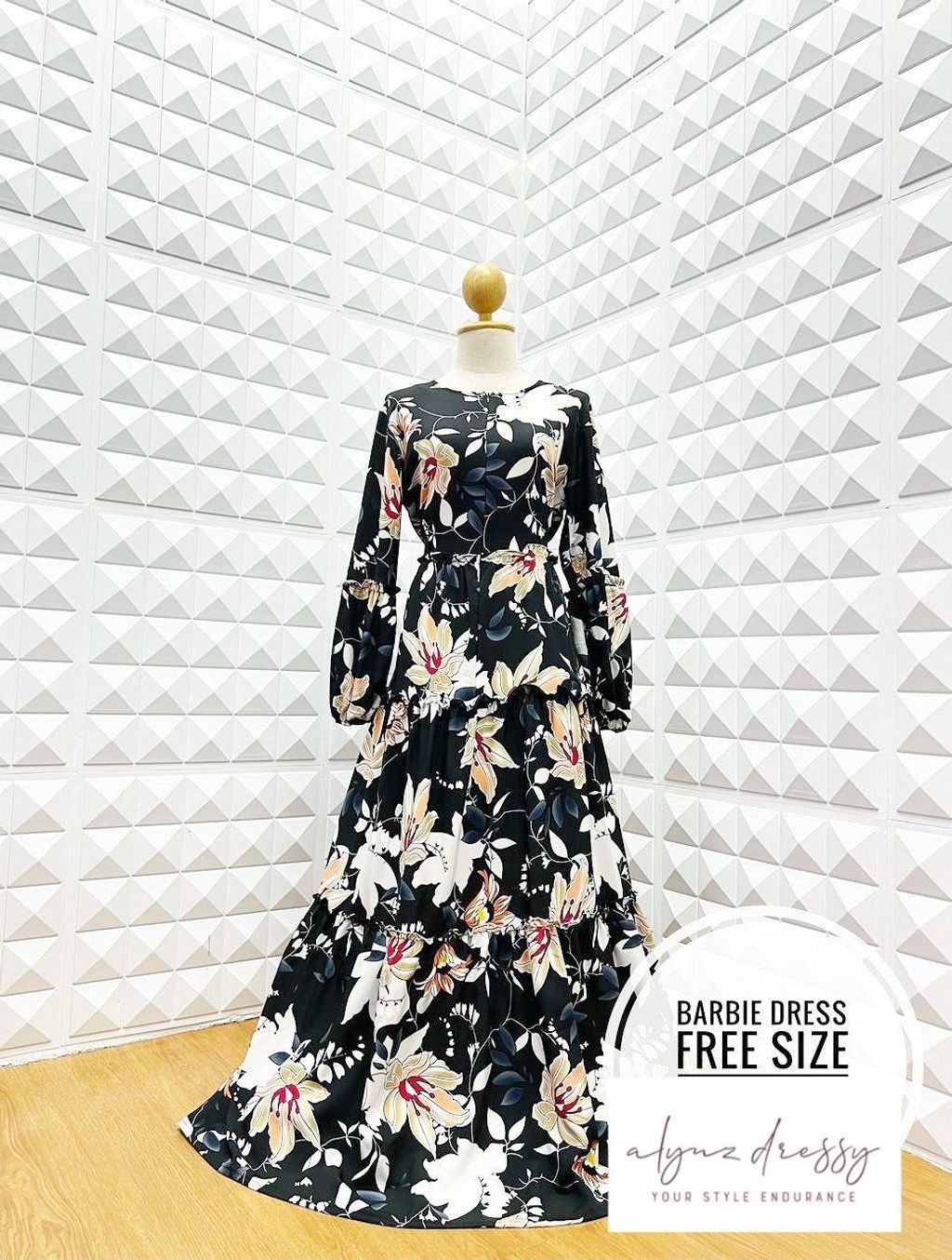 Barbie Dress (Black Flower)