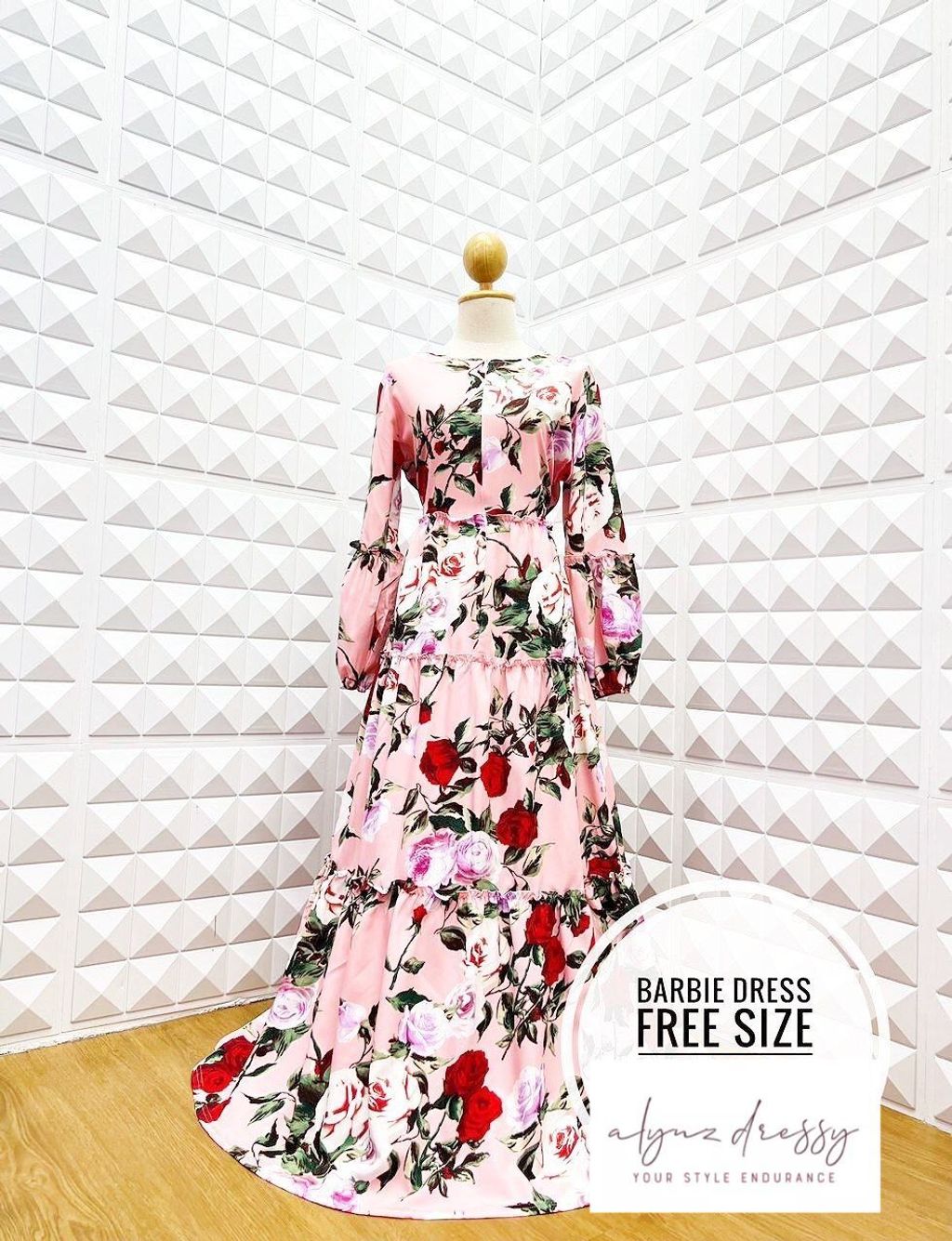 Barbie Dress (Pink Red Flower)