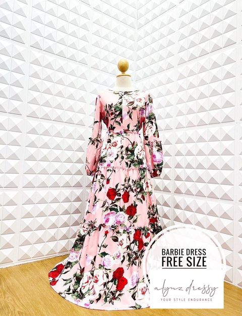 Barbie Dress (Pink Red Flower)