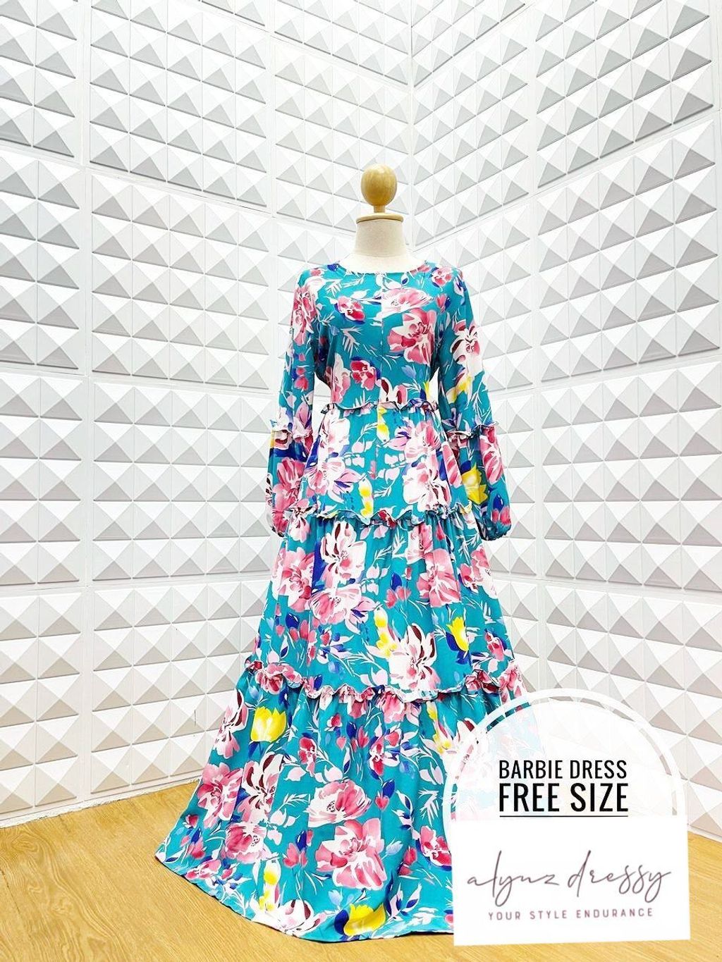 Barbie Dress (Turquise Pink Flower)