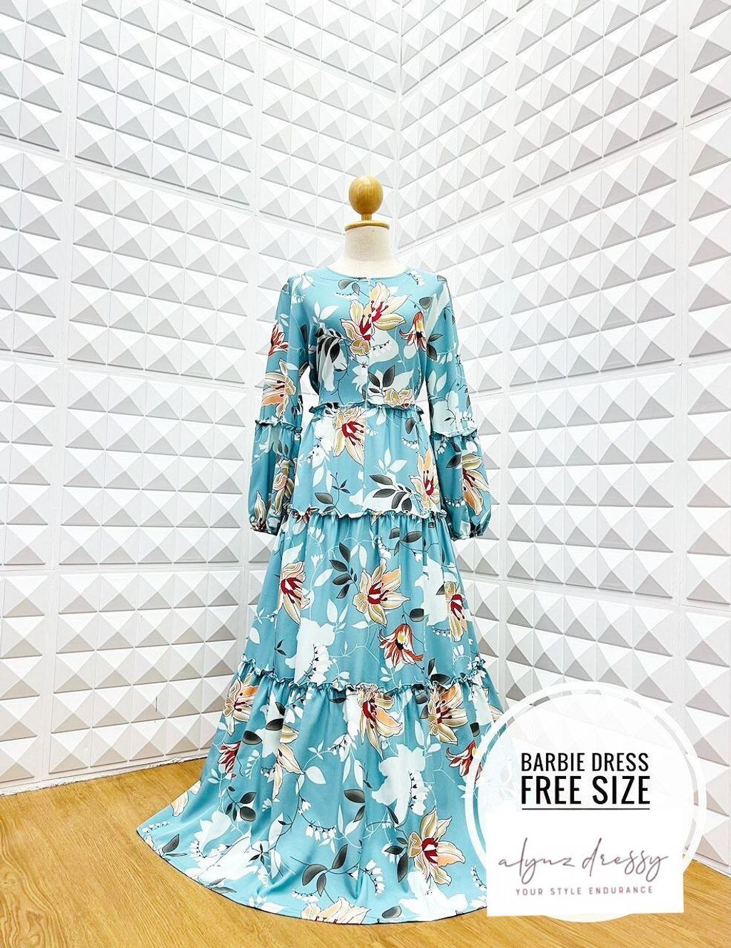 Barbie Dress (Turquise White Flower)