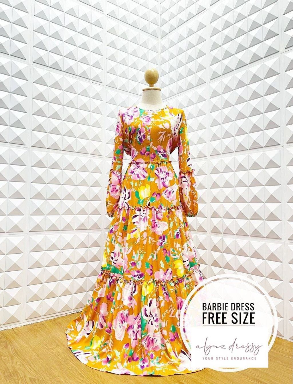 Barbie Dress (Yellow Big Flower)