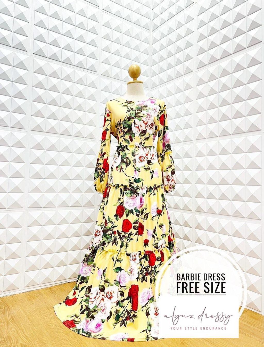 Barbie Dress (Yellow Red Flower)