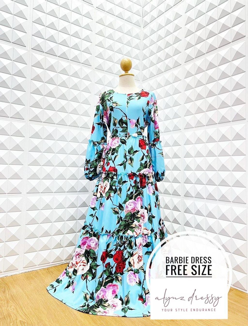 Barbie Dress (Turquise Red Flower)