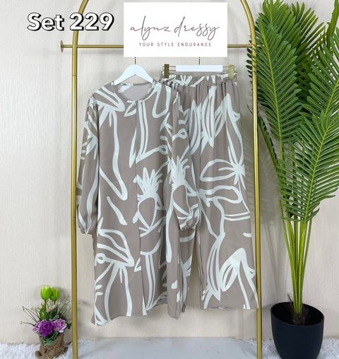 Cardigan Blouse Set (Grey n White)