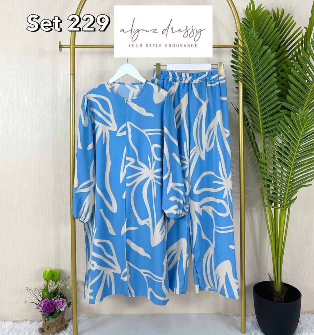 Cardigan Blouse Set (Torquise n White)