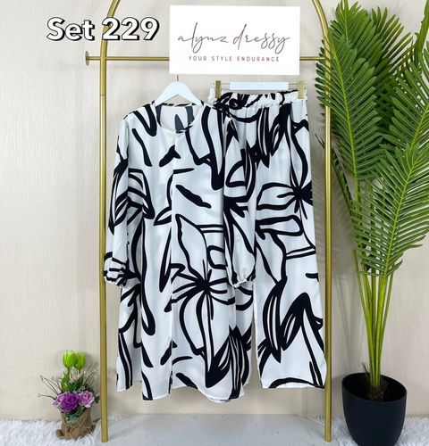 Cardigan Blouse Set (White n Black)