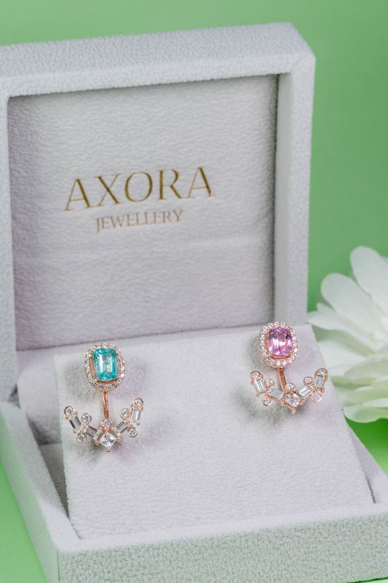 Burmese Spinel and Apatite jacket earrings | AXORA JEWELLERY