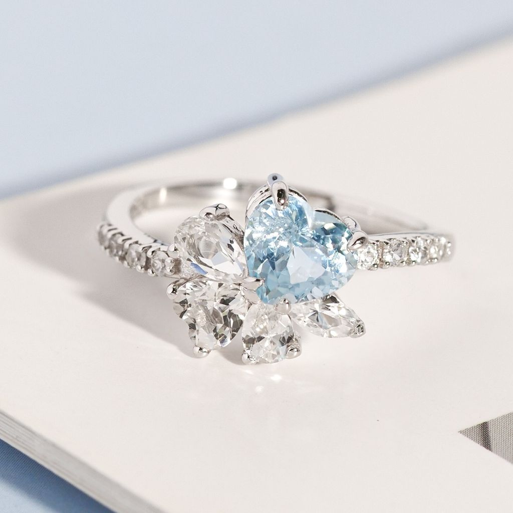 Aquamarine heart ring AXORA