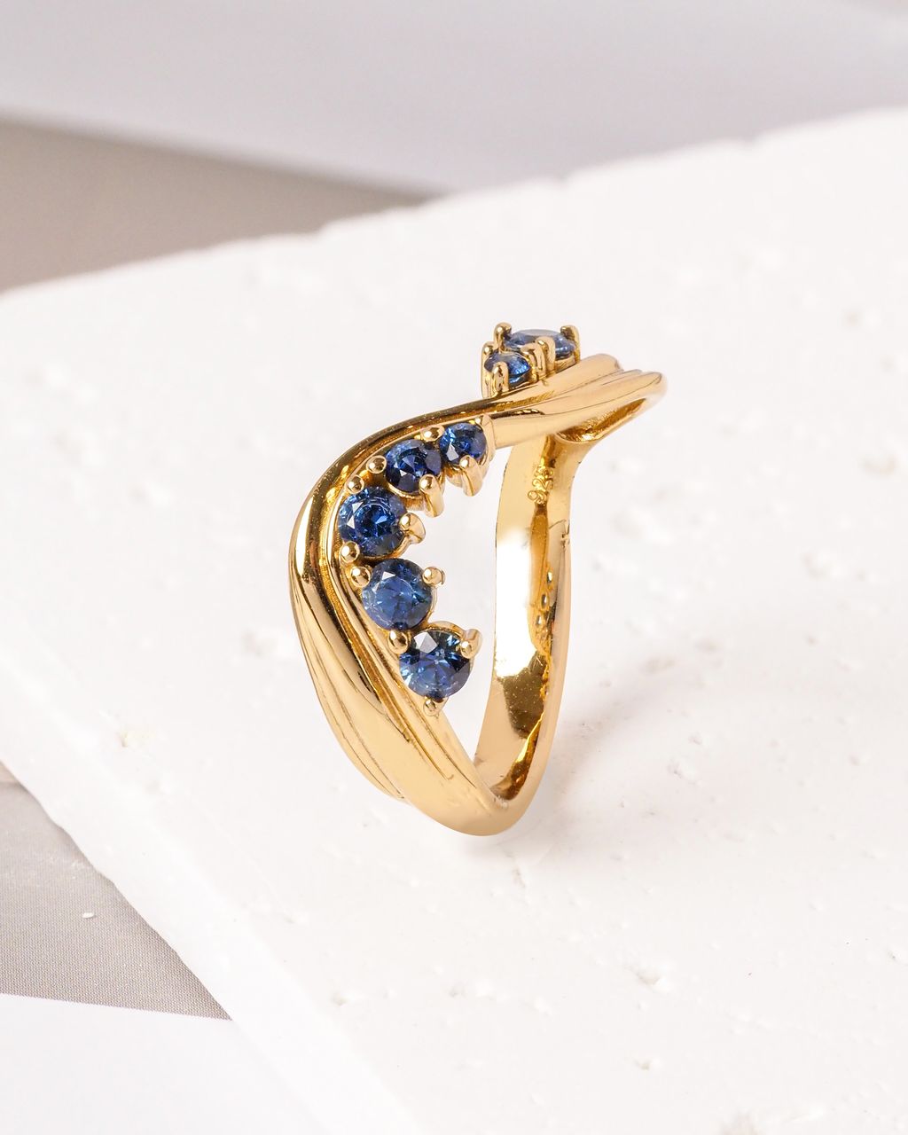 blue sapphire wave ring
