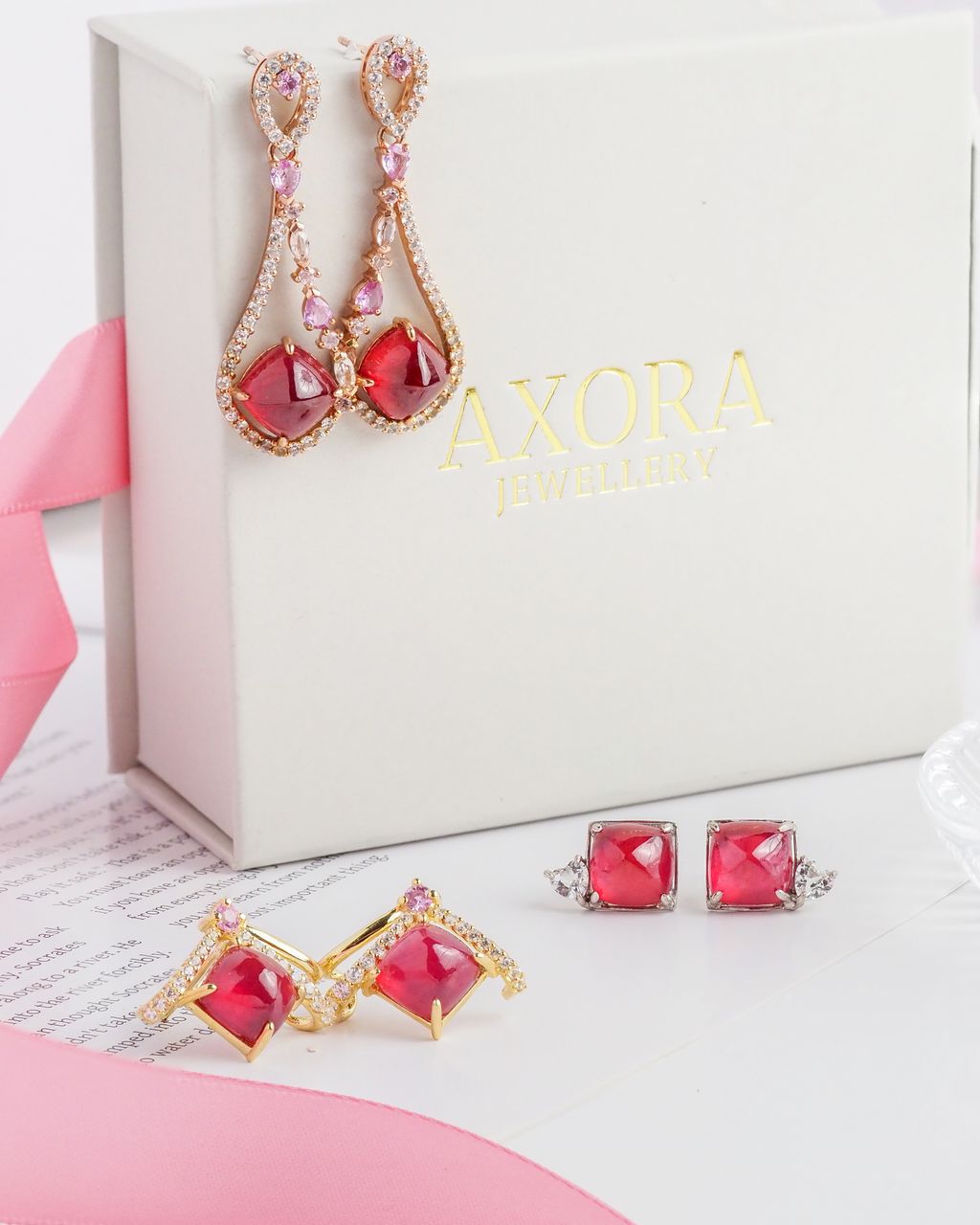 Axora ruby  earrings set