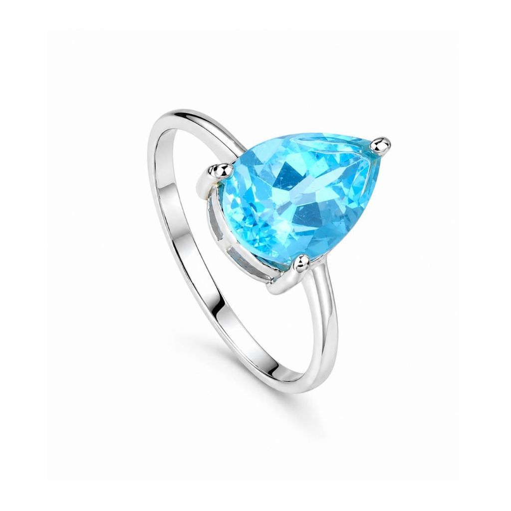 Pear swiss blue topaz ring