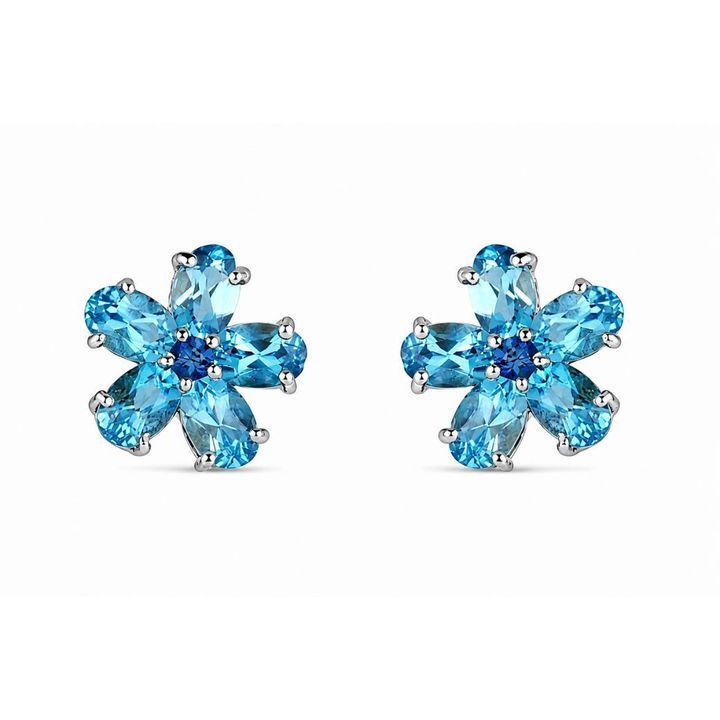 flower blue topaz earrings