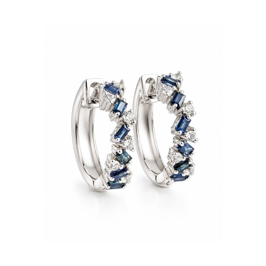 Blue sapphire hoop earrings