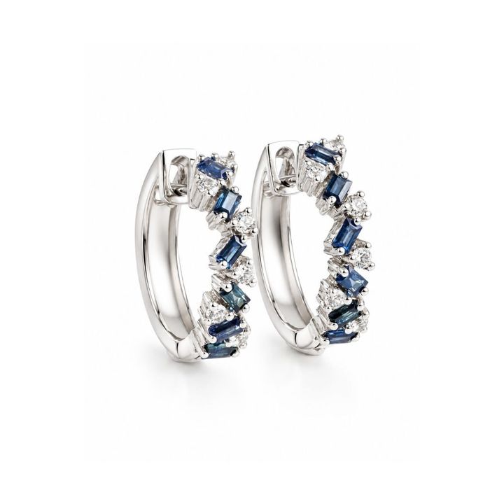 Blue sapphire hoop earrings