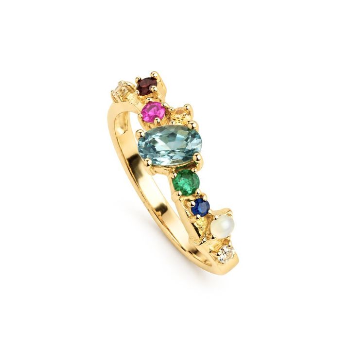 แหวนนพเก้า Curve Lucky 9gems Ring