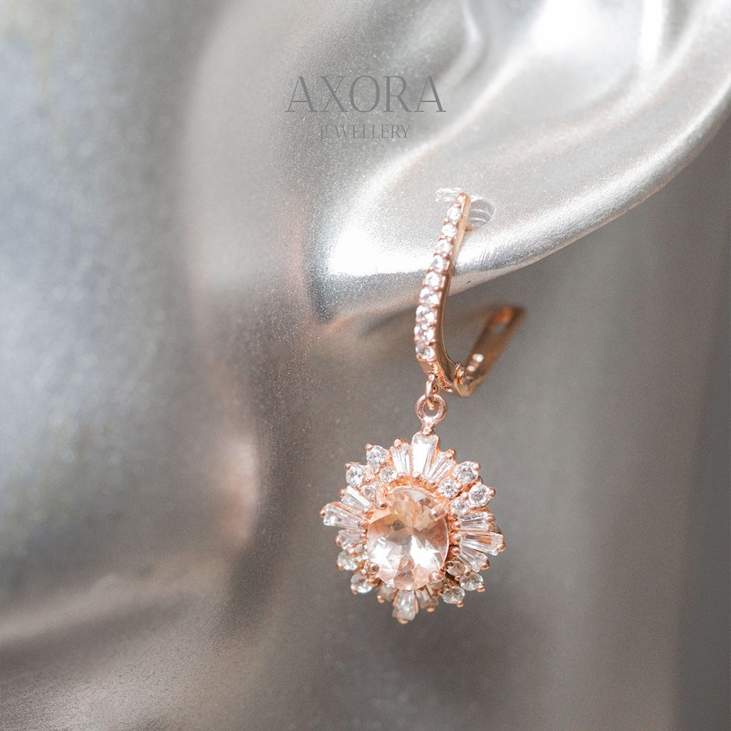 Odessa 2.4 carats Peach Morganite dangling earrings_4