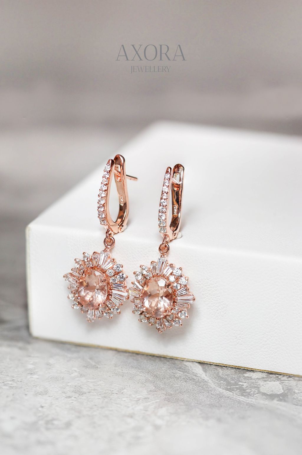 Odessa 2.4 carats Peach Morganite dangling earrings_1