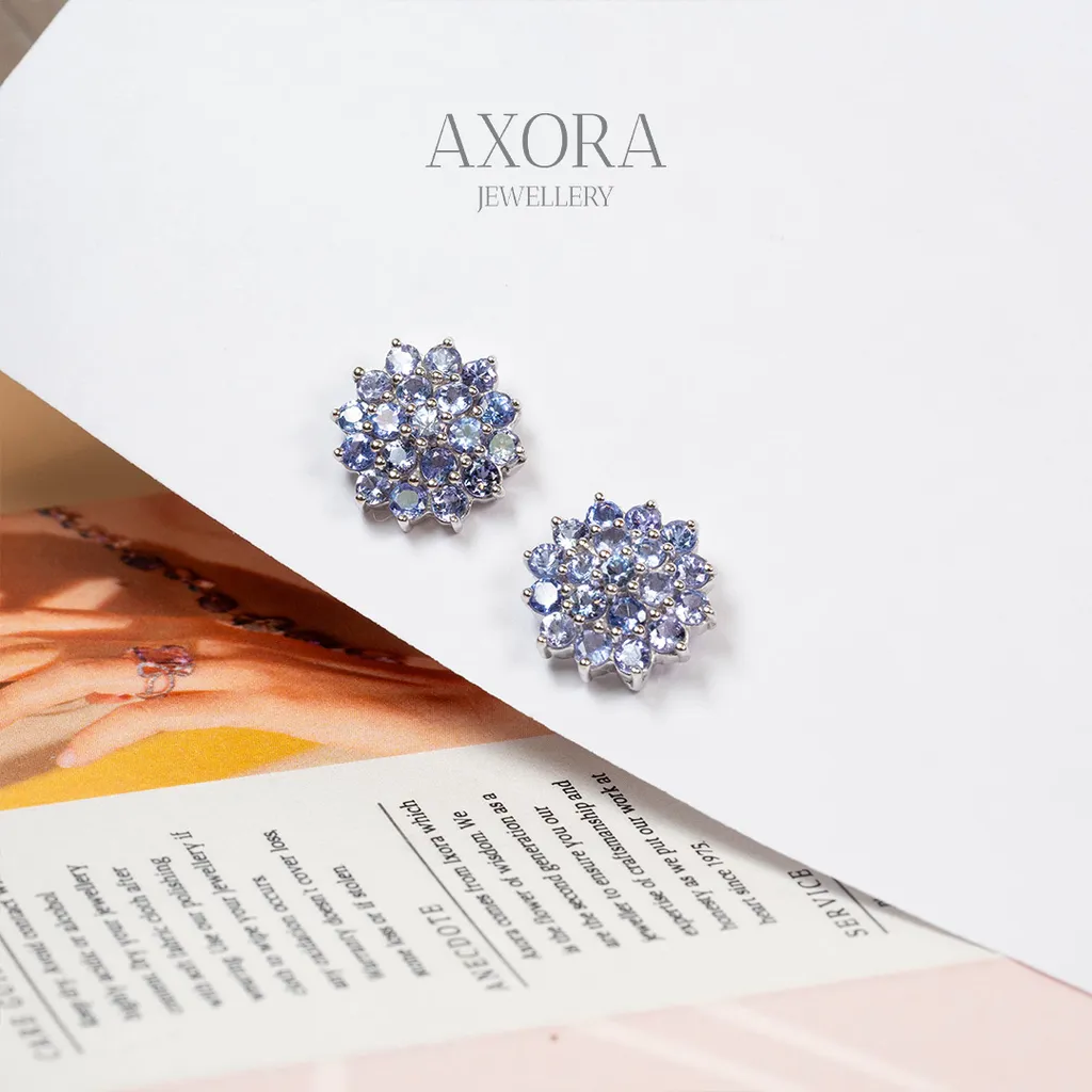 Tanzanite cluster earrings_4