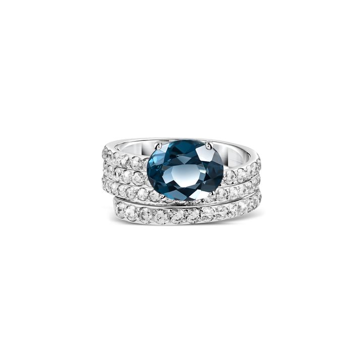 axora แหวนพลอยลอนดอนบลูโทแพซ London blue topaz wave ring