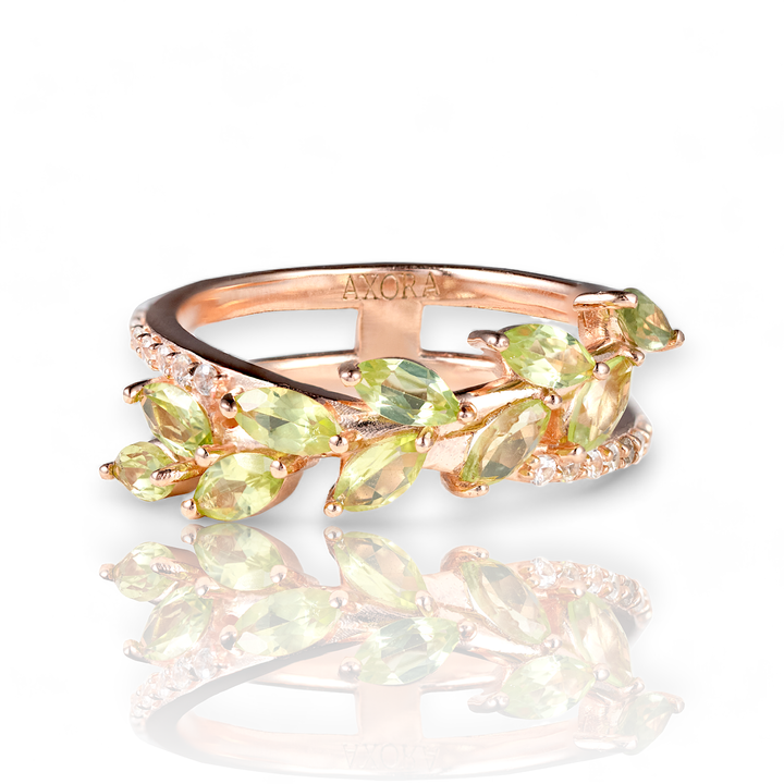 axora แหวนพลอยเพอริดอท (Peridot) ดีไซน์ใบมะกอกอินฟินิตี้