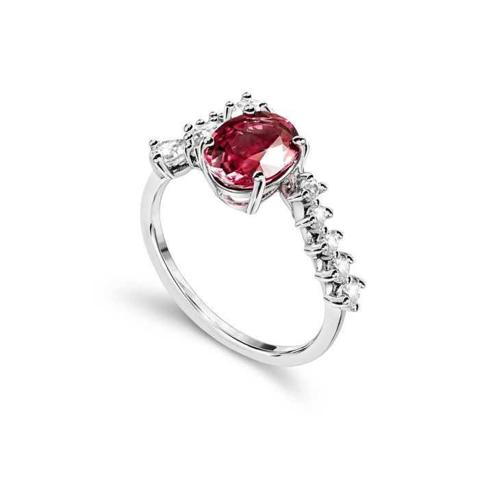 axora garland rhodolite ring