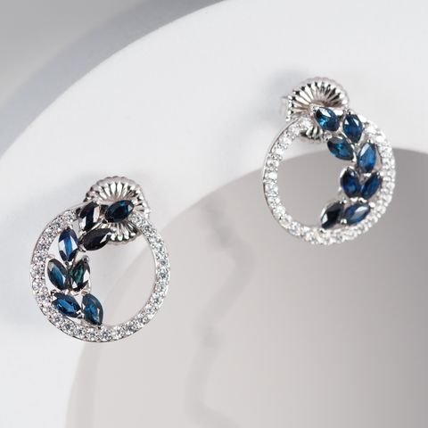 axora ต่างหูพลอยใบมะกอก พลอยไพลินเผาเก่า คอลเลคชั่น Eternal Evergreen