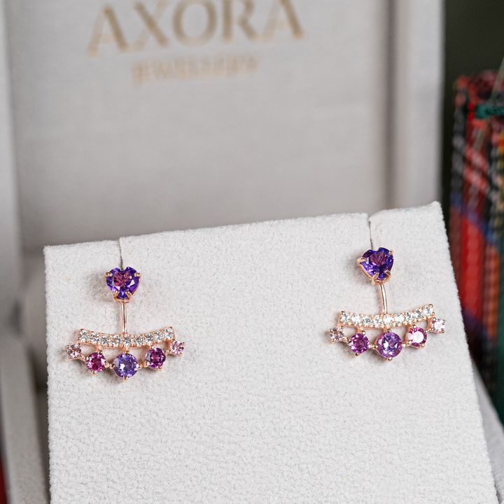 axora jewellery amethyst jacket earrings
