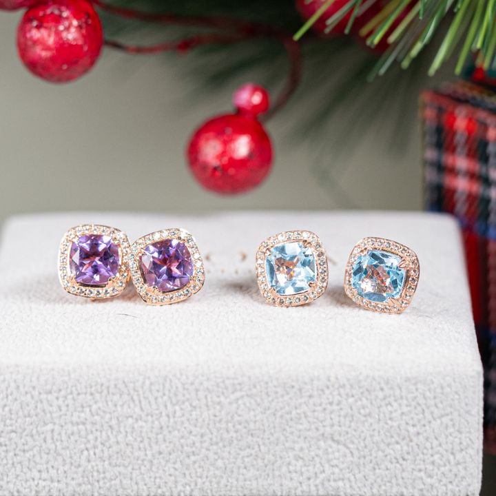 Axora ต่างหูพลอย อเมสทิต์ โทพาส amethyst topaz earrings