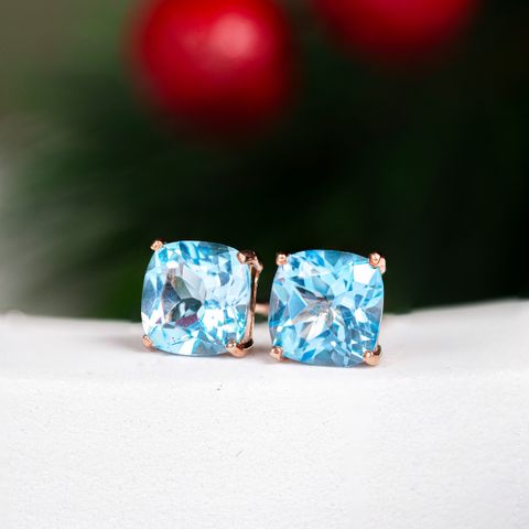 AXORA Blue topaz ต่างหูบลูโทพาส