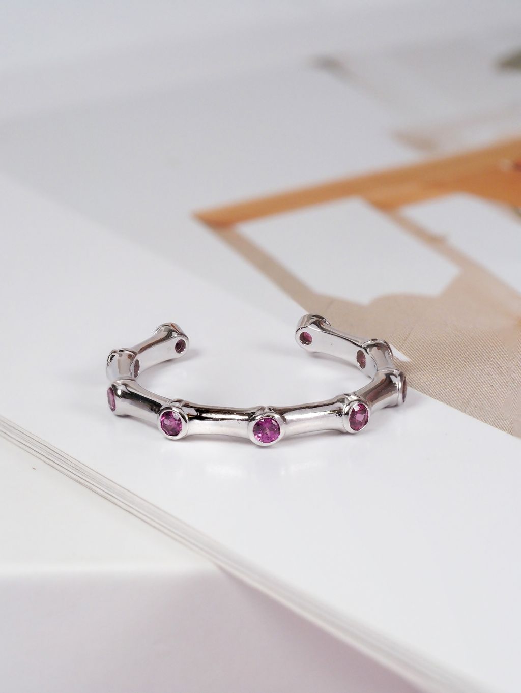 Axora Jewellery Bamboo band ring gemstones