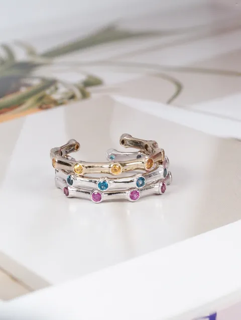Axora Jewellery Bamboo band ring gemstones 57