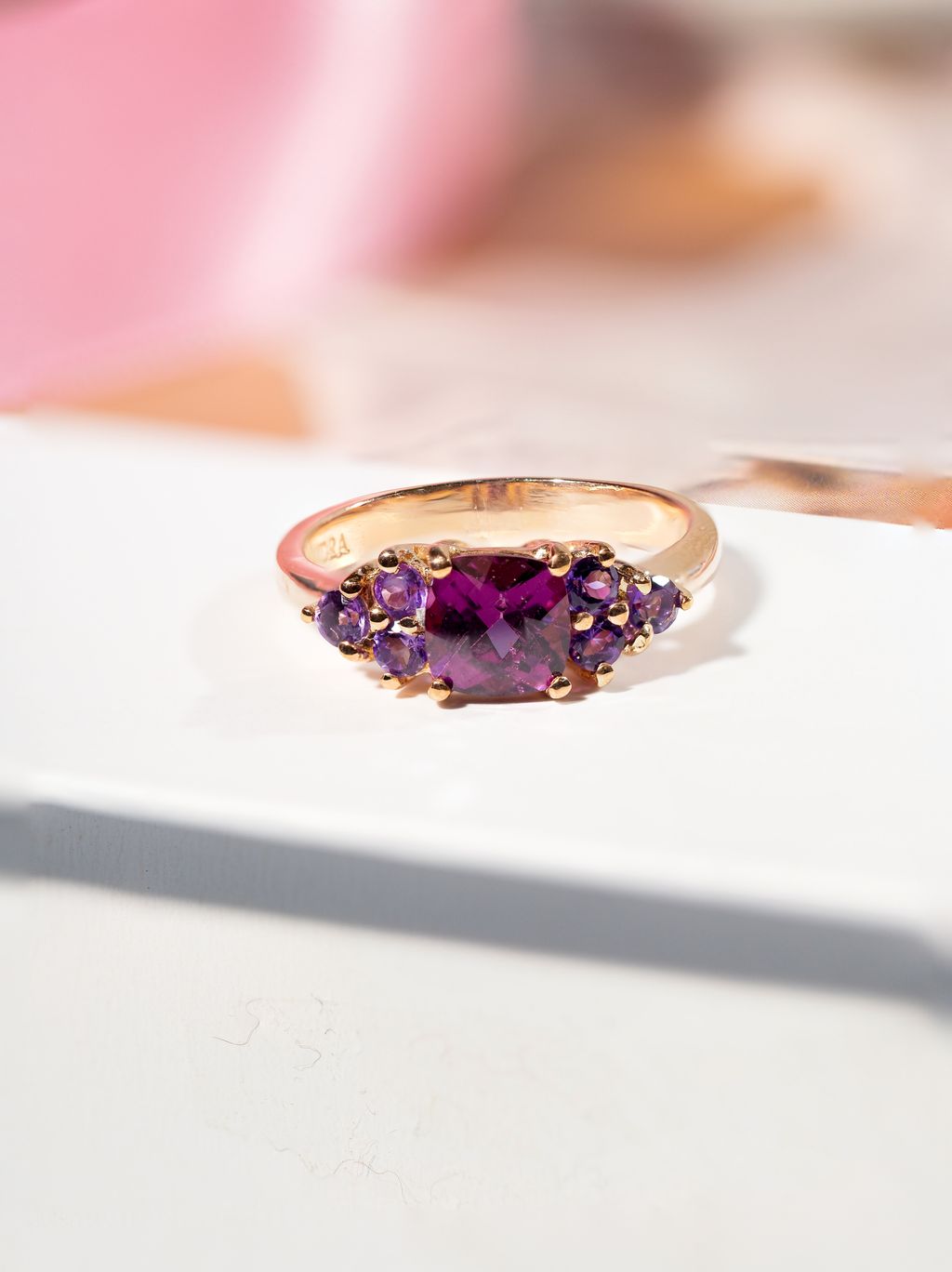 Axora Jewellery Rhodolite ring top view