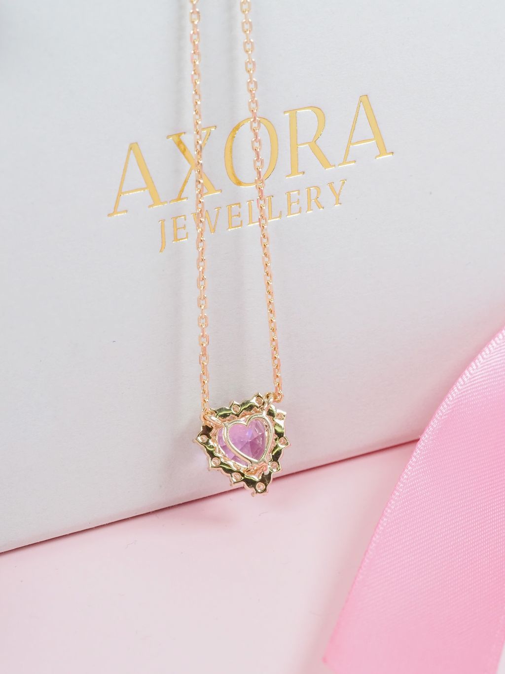 Axora Jewellery Amore Kinzite 9K gold necklace back