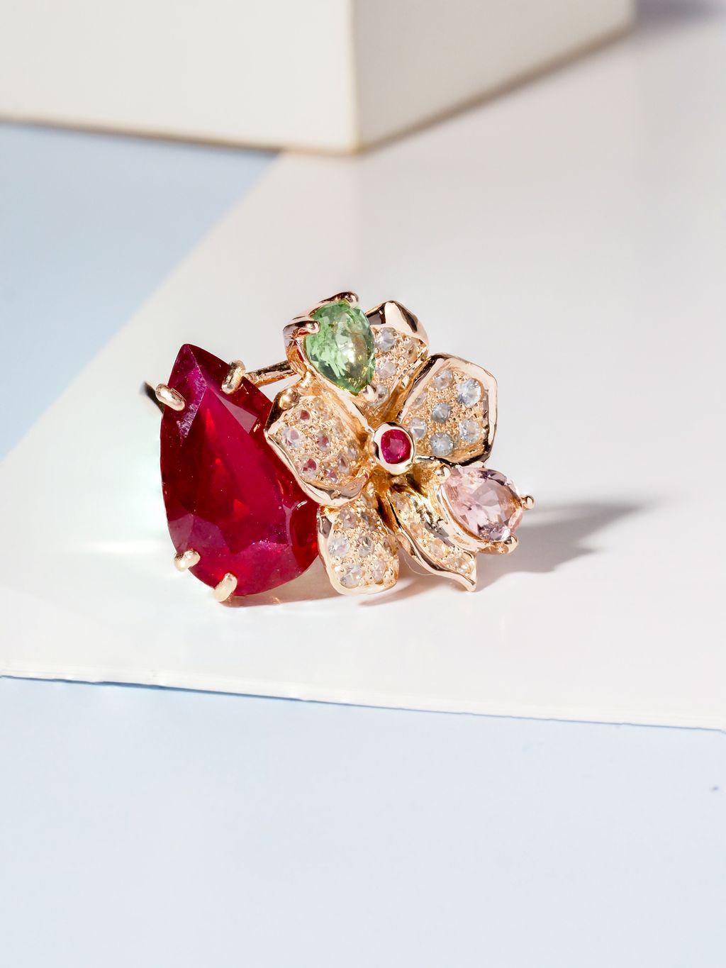 Axora Ruby Dew ring front compose shot