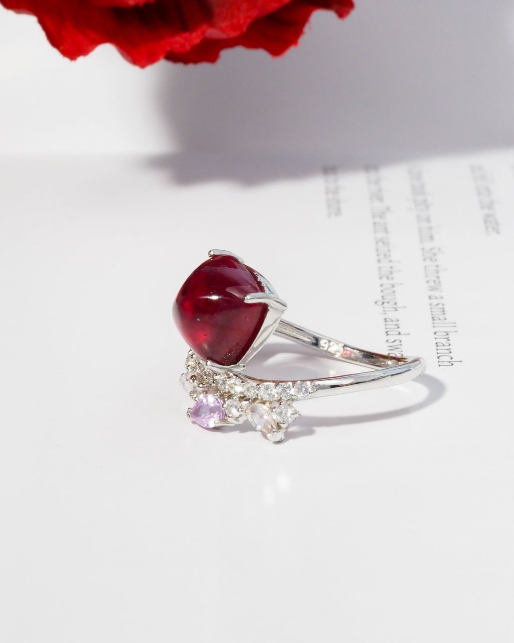 AXORA Galaxy sugarloaf ruby ring side