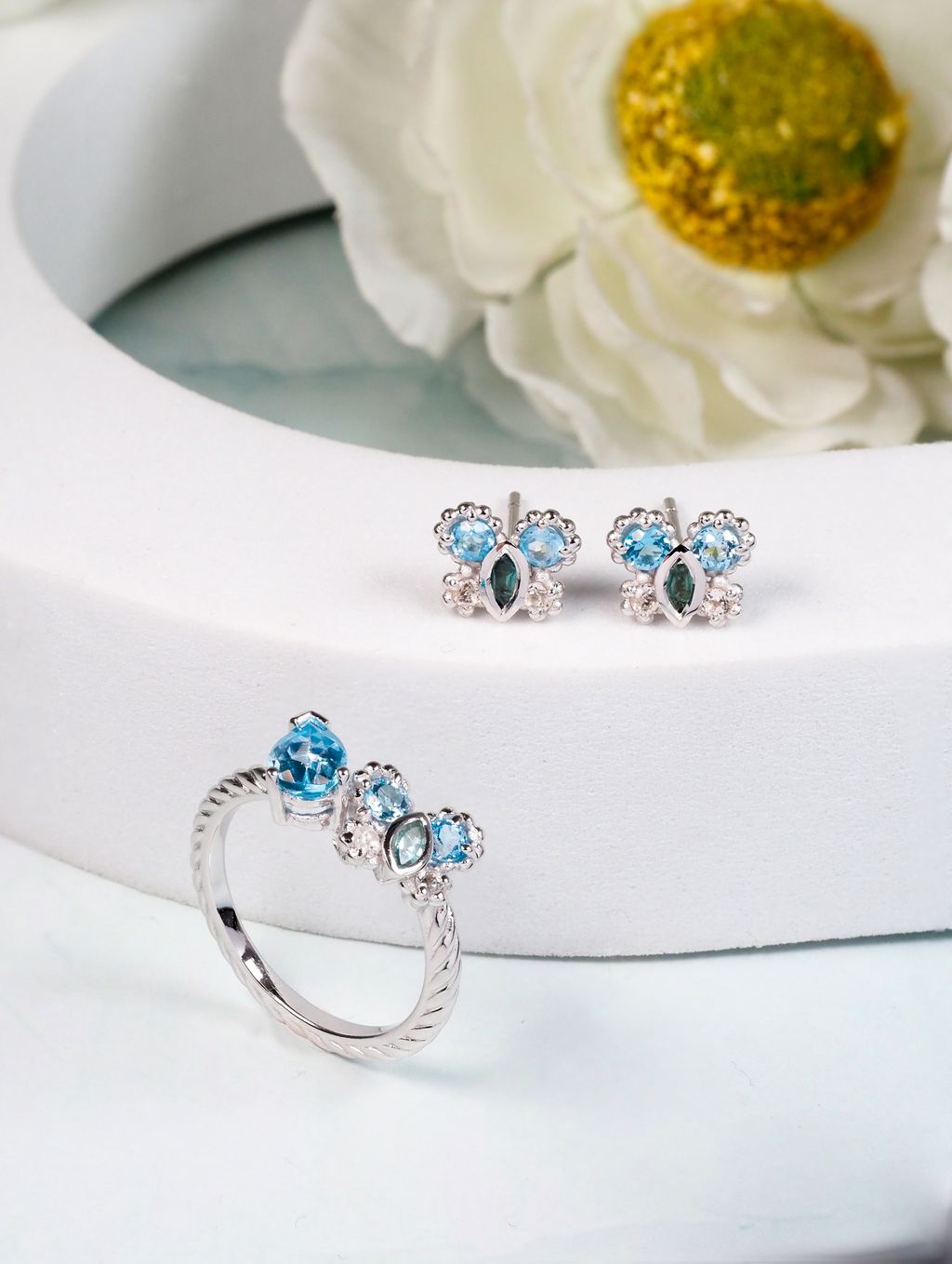 AXORA Petite Butterfly Blue topaz set