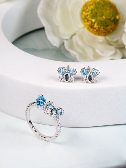 AXORA Petite Butterfly Blue topaz set