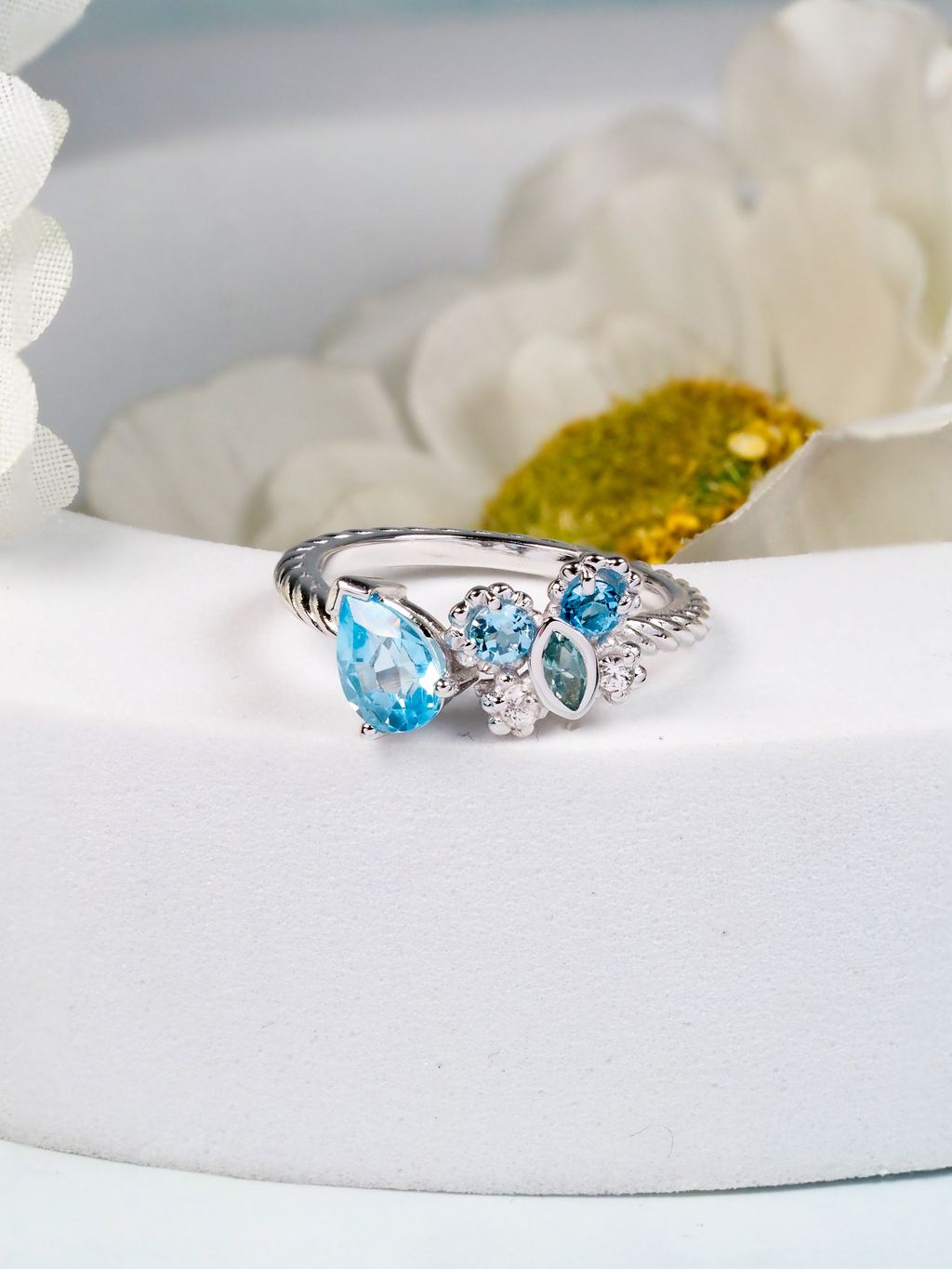 AXORA Petite Butterfly Blue topaz ring